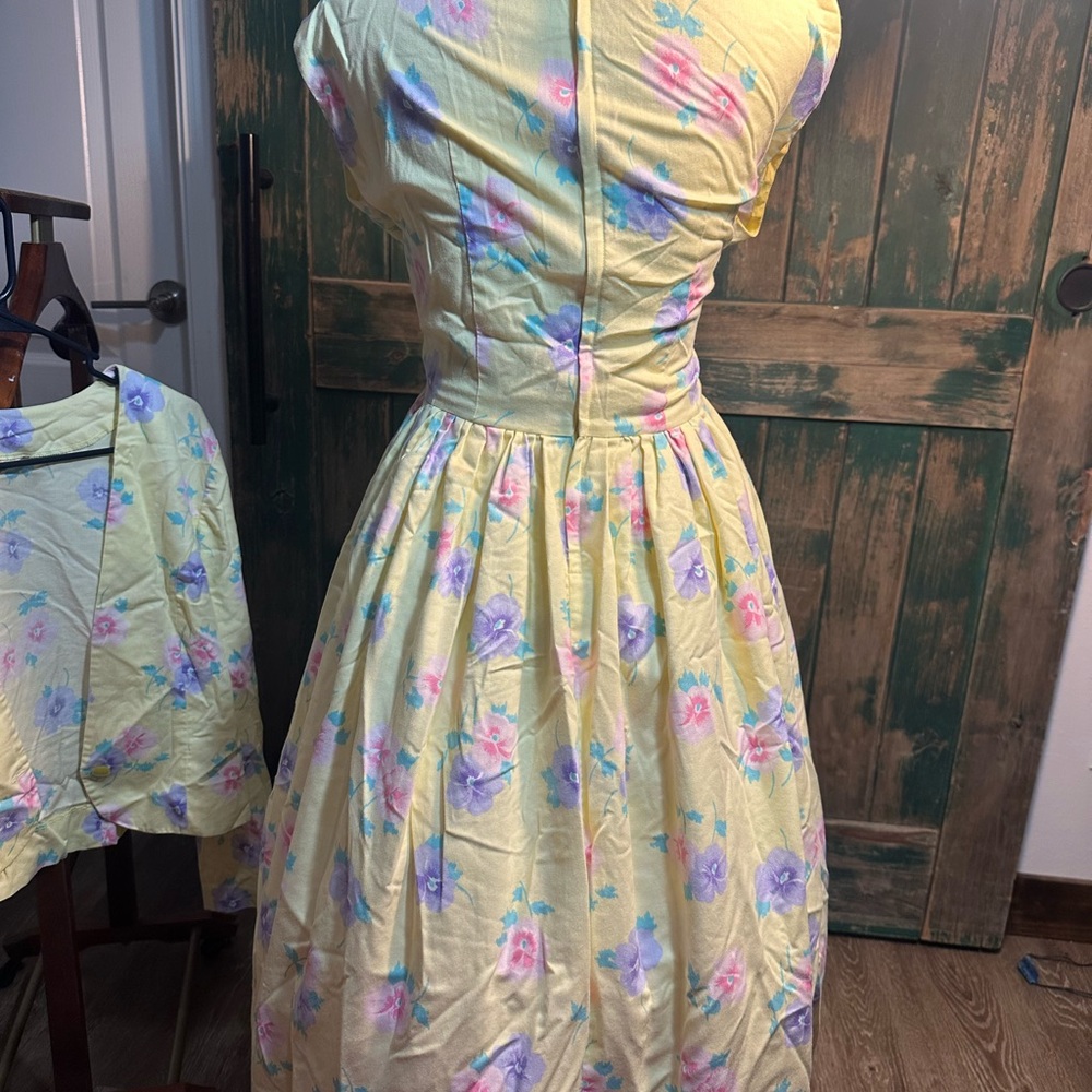 True Vintage Dorothy Ann 2-Piece Pastel Floral Dress & Blazer Set – Size Medium - Picture 4 of 14